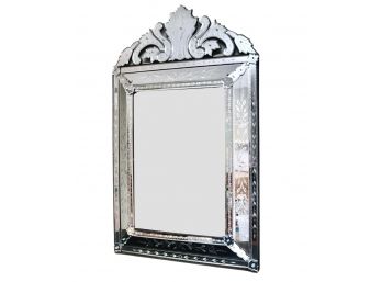 Elaborate Venetian Etched Glass Wall Mirror