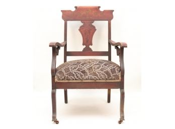 Antique American Empire Grecian Arm Chair With Casters