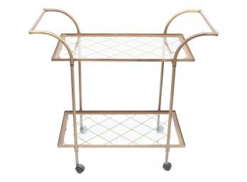 Vintage Hollywood Regency X Framed Bar Cart On Castors