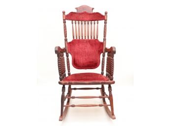 Antique Queen Victoria Velvet Rocking Chair