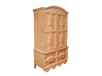 Vintage Cerused Wood Sculpted Armoire