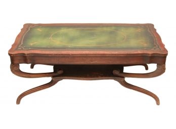 Antique English Leather Top Cocktail Table