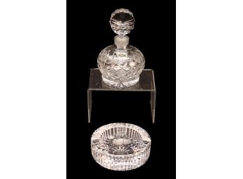 Waterford Crystal Vide Poche Ashtray And Handcut Crystal Perfume Bottle