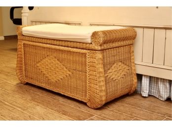 Wicker Bench With Cushion