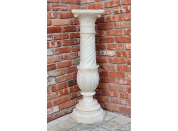 Antique Neoclassical Carved Alabaster Sculpture Display Pedestal