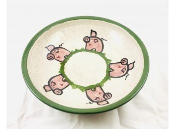 Whimsical Handmade Ceramic Pig Bowl - Signed Studio Pottery