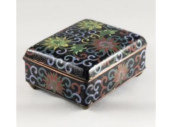 Vintage Chinese Enamel Painted Cloisonne Tobacco Or Trinket Box