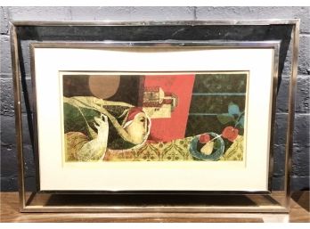 Vintage Signed Limited Edition Abstract Lithograph By Sunol Alvar