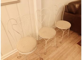 Set Of 3 Mid Century Heart Shaped Metal  Chairs