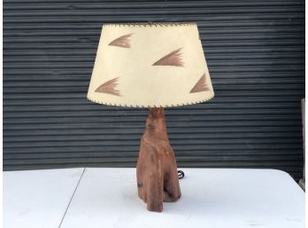 Mid Century Cypress Knee Driftwood Lamp With Original Shade