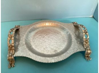 Vintage Rodney Kent Forged Aluminum Footed Serving Dish/Handled Tray