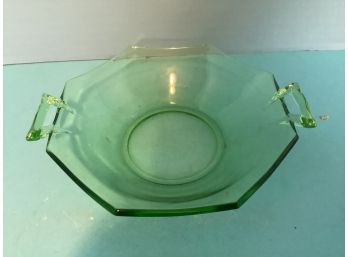 Vintage Green Depression Era Bowl Tab Handles (7 Inches In Diameter)