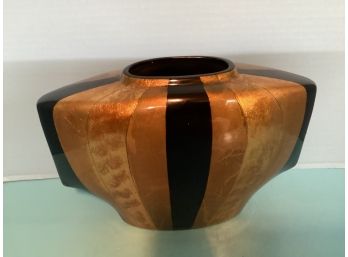 Modern Black And Gold Leaf Vase  (12 X 9 Inches)