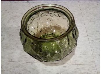 Vintage E.O. Brody Co., Green Crinkle Glass Vase/Planter (Cleveland, OH) E4