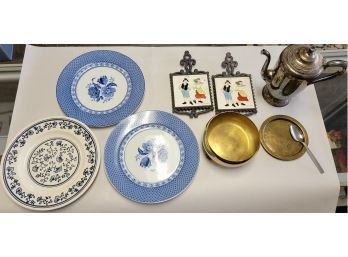 Collection Of Vintage Home Goods, Plates, Coffee Pot And Bowl A5