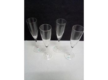 4 Crystal Tiffany & Co Champagne Flutes Made In Brazil - Gorgeous!  A4