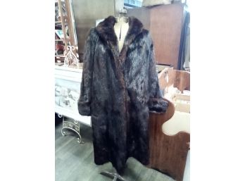 Full Length Vintage Fur Coat In Rich Reddish & Dark Brown From Gottfried Furs, Bridgeport, CT CAVE