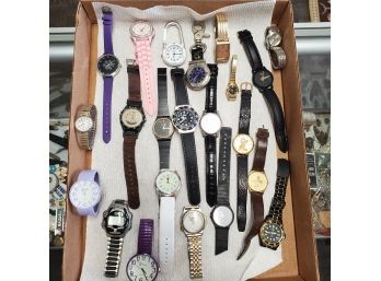 Lot Of 22 Wrist Watches - Garfield, Mickey Mouse, Waltham, Carpenters', Armitron Diamond, Nautical A2