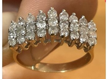Stunning 14kt Yellow Gold Cluster Diamond Ring With 27 Stones Size 7