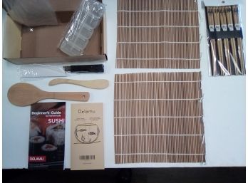 Sushi Kit - Terrific Boxed Set Of New Chopsticks, Roll Mats & More - Tools To Put Together A Great Meal!  E3