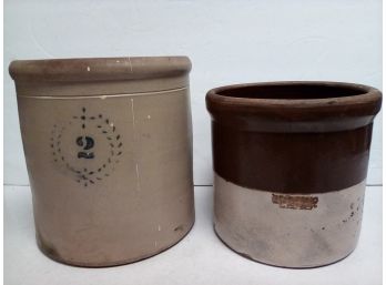 2 Fabulous Vintage Crocks Ready To Decorate Your Place        C5
