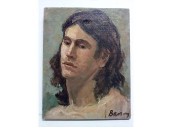 Oil On Canvas, Long Haired Male Portrait, Signed By Artist (Albert) Bauer (undated)  WA