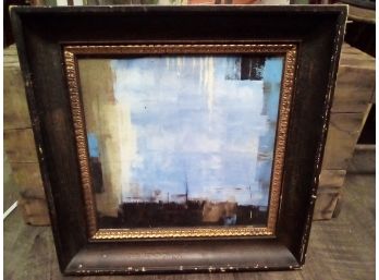 Beautifully Colored Abstract Oil On Canvas Within Weighted Dark Frame With Decorative Goldtone Trim  WA