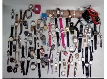Large Lot Of Watches Including Vintage, Gold Filled, Bulova, Timex, Sports Style, Straps, Dial Covers  E3