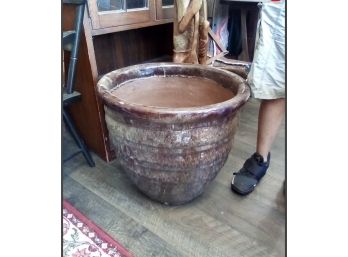 Beautiful Handmade LARGE Glazed Pottery Stoneware Planter 20 In Tall X 23 In Diameter  SR