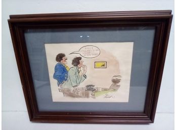 Framed DON OREHEK Signed Ink And Watercolor Cartoon Comments First Dollar I Ever Made...after Taxes    WA