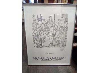 Large 1977 Date, Metal Framed Print Penciled Signed By GEORGE PRICE - Nicholls Gallery, Madison Ave., NYC  WA