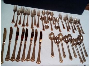 Beautiful 8 Piece Set Of Rogers Gold Tone Stainless Tableware (Korea)   A3