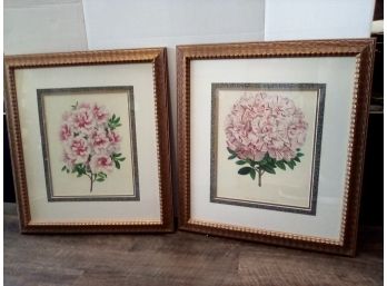 2 Beautiful Decorative Framed Floral Prints To Add Grace To Any Room (1 Noted By Marie Vervaene)   WA