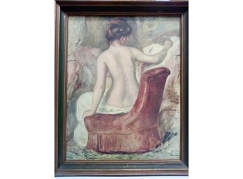 Impressionist Reproduction On Canvas - Nude In A Chair By Auguste Renoir (original Painting In 1900)  WA