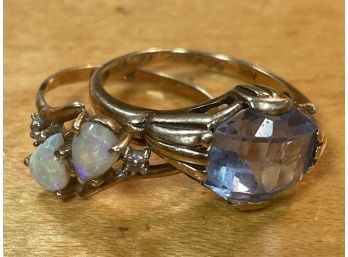 Two Vintage 10k Gold Rings With Stones