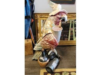 Vintage Party Room / Bar Or Restaurants Will Want This Large & FUN Tequila & Rum Drinking Parrot Statue