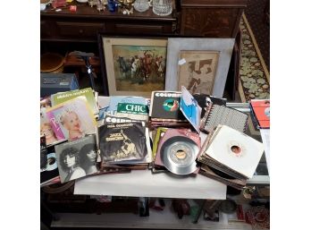 Lot Of Vintage 45 Rpm Records  - Approx 250 Records From Numerous Top Recording Artists- Many With Jackets C5