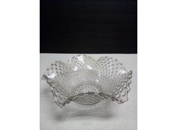 Lovely Large Clear Hobnail Hankerchief Bowl Adds Vintage Charm       B3