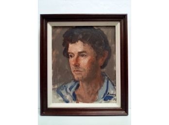 Framed Oil On Canvas Male Portrait Signed By Artist (Albert) Bauer 72.  Framed By Colorado Frame Company WA