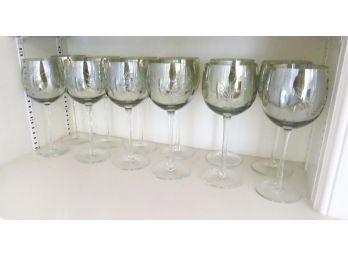 12 Lenox Engraved Wine Glasses Iridescent