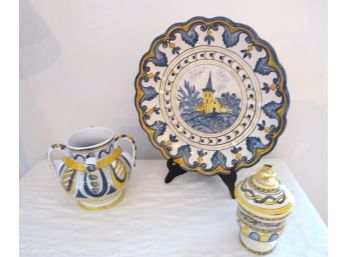 MB Signed Portugal Painted Ceramic Pottery