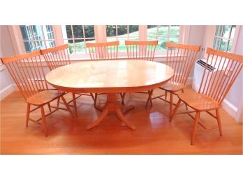 Dining Room Oval Pedestal Table With 6 Shaker Chairs