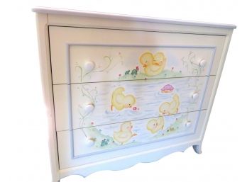 White Hand Painted Baby Chicks Periwinkled Kid's Dresser