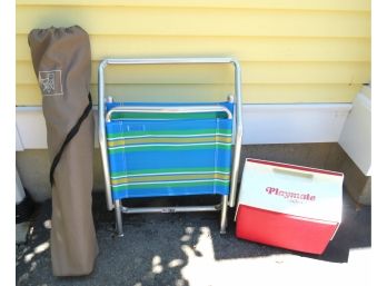 Summertime Beach Folding Chairs Cooler