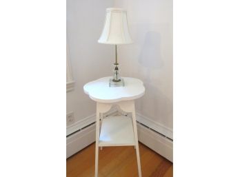 Shabby Chic Side Table Stand With Glass Etched Lamp