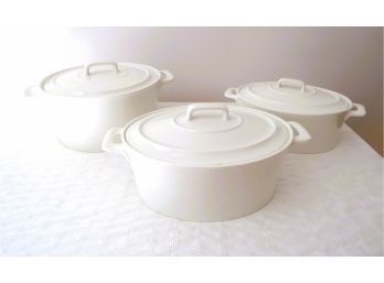 6 Piece White Ceramic Covered Casserole Dishes