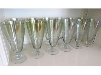 12 Lenox Etched Pilsner Glasses Iridescent