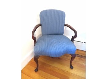 Blue Fabric Queen Anne Chair