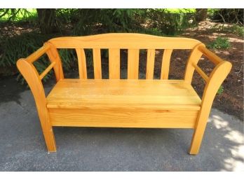Natural Wood Bench With Storage Seat