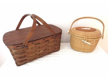 Nantucket Style Basket Rope Balls Picnic Basket